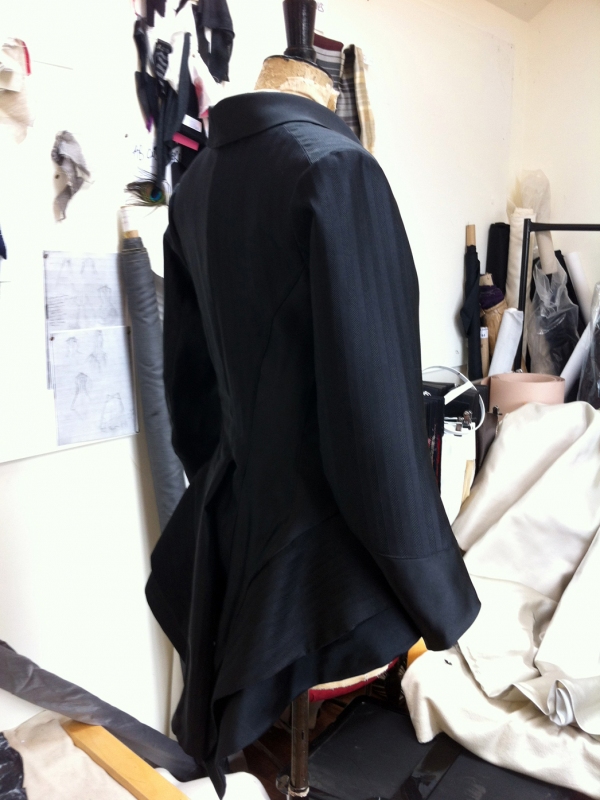 Black silk Tailcoat in progress