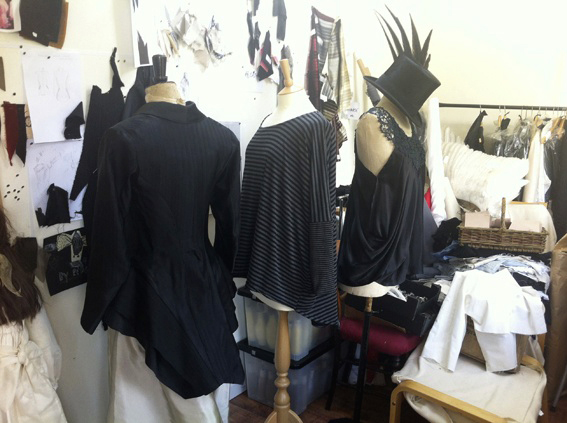 black silk tailcoat in progress